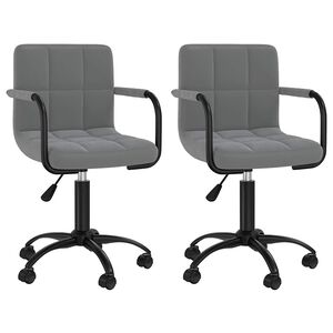 vidaXL Sillas de comedor giratorias 2 unidades terciopelo gris oscuro