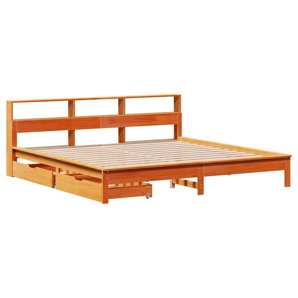 vidaXL Cama con estanter&iacute;a sin colch&oacute;n madera maciza marr&oacute;n 180x200cm