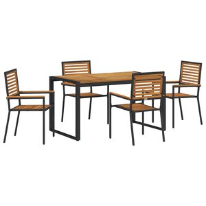 vidaXL Conjunto de Comedor de Jard&iacute;n 5 pcs Negro y Marr&oacute;n