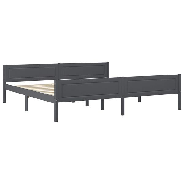 vidaXL Estructura de cama 2 cajones madera pino gris oscuro 200x200 cm