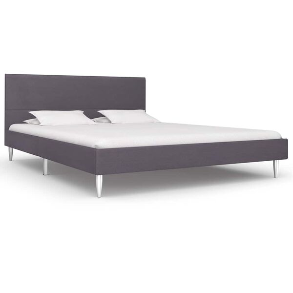 vidaXL Estructura de cama sin colchón de tela gris 135x190 cm