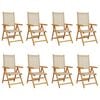 vidaXL Sillas reclinables plegables 8 uds rat&aacute;n PE madera maciza beige