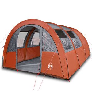 vidaXL Tienda de campa&ntilde;a con t&uacute;nel 4 personas impermeable naranja