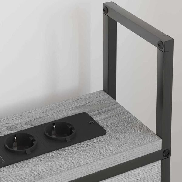 vidaXL Cabecero de Almacenamiento con Estaci&oacute;n de Carga Gris sonoma