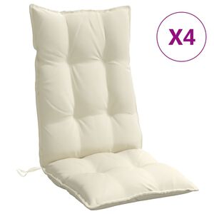 vidaXL Cojines de silla respaldo alto 4 uds tela Oxford color crema