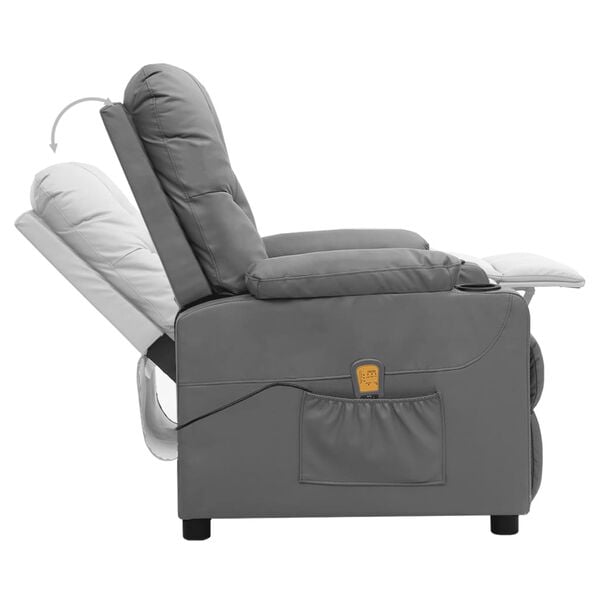 vidaXL Sill&oacute;n de masaje de cuero sint&eacute;tico gris
