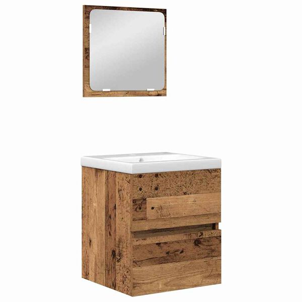 vidaXL Juego de muebles de baño con cajón 2 pcs Madera Vieja y
