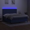 vidaXL Cama box spring colch&oacute;n y luces LED tela azul 160x200 cm