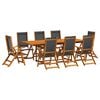 vidaXL Juego comedor de jard&iacute;n 9 pzas madera maciza acacia y textileno