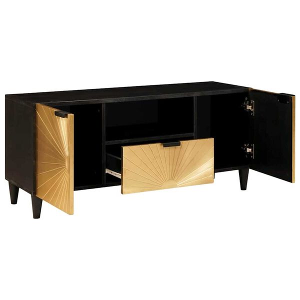 vidaXL Mueble de TV con cajón Negro y dorado 105 x 33 x 46 cm