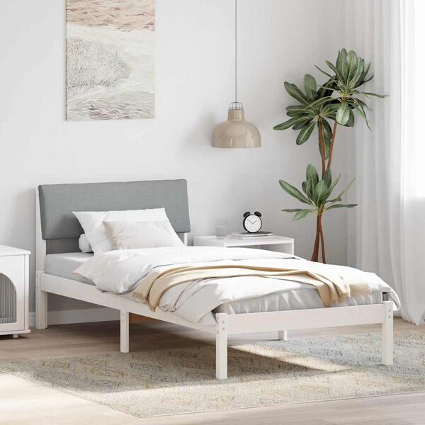 vidaXL Estructura de cama con cabecera y gris claro 90 x 190 cm