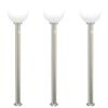 vidaXL Balizas luminosas con sensor, 3 unidades, 120 cm, acero inoxidable, IP44