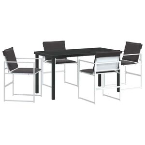 vidaXL Conjunto de Comedor de Jardín 5 pcs Blanco Textileno y acero