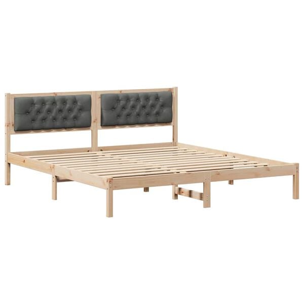 vidaXL Estructura de cama con cabecera Gris oscuro 160 x 200 cm
