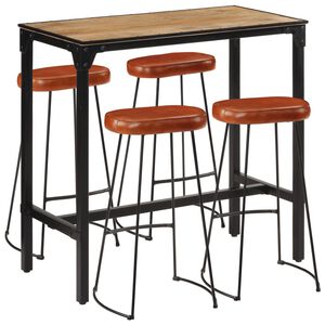 vidaXL Set de mesa alta y taburetes 5 pzas madera maciza mango y metal