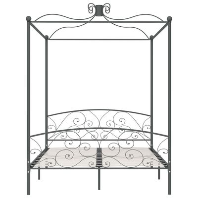 vidaXL Estructura de cama con dosel metal gris 160x200 cm