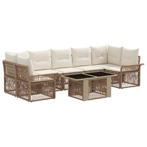 vidaXL Conjunto de sof&aacute;s de jard&iacute;n 8 uds. Beige y blanco crema