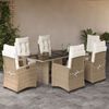vidaXL Set comedor de jard&iacute;n 7 pzas con cojines rat&aacute;n sint&eacute;tico beige