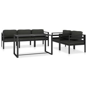 vidaXL Set muebles de jard&iacute;n 6 pzas y cojines aluminio gris antracita