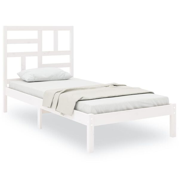 vidaXL Estructura de cama sin colch&oacute;n madera maciza blanco 90x200 cm