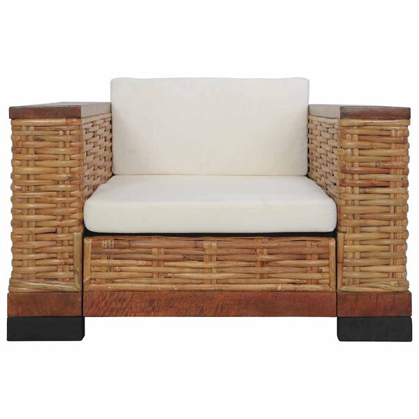 vidaXL Sillón con cojines ratán natural marrón
