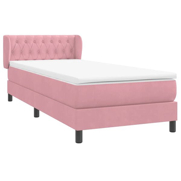 vidaXL Cama box spring con colch&oacute;n terciopelo rosa 90x220 cm
