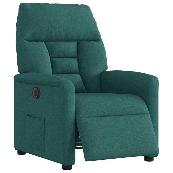 vidaXL Sill&oacute;n reclinable el&eacute;ctrico tela verde oscuro