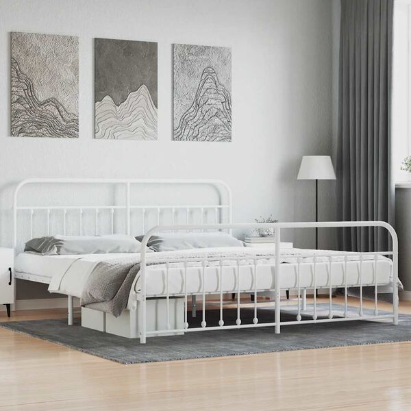 vidaXL Estructura cama sin colch&oacute;n con estribo metal blanco 200x200 cm