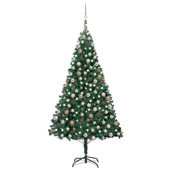 vidaXL &Aacute;rbol de Navidad preiluminado con luces y bolas verde 240 cm