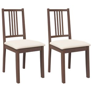 vidaXL Sillas de comedor con cojines 2 uds madera maciza marr&oacute;n caucho