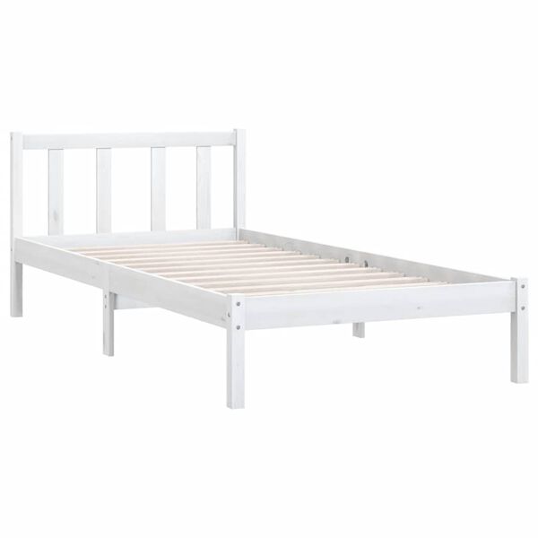 vidaXL Estructura de cama sin colch&oacute;n madera maciza blanco 90x200 cm