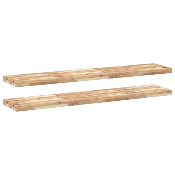 vidaXL Estantes flotantes 2 uds madera acacia sin tratar 120x30x4 cm