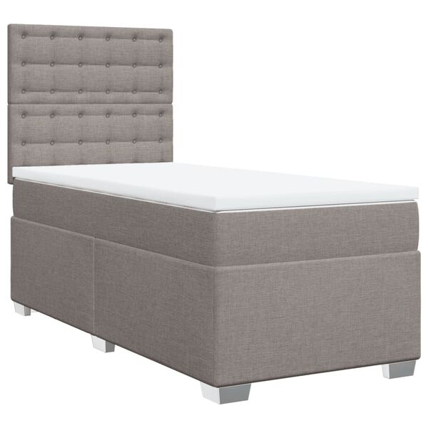 vidaXL Cama box spring con colch&oacute;n tela gris taupe 80x200 cm