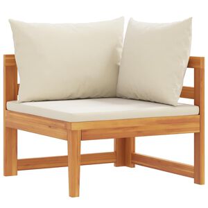 vidaXL Sof&aacute; esquinero con cojines blanco crema madera de acacia