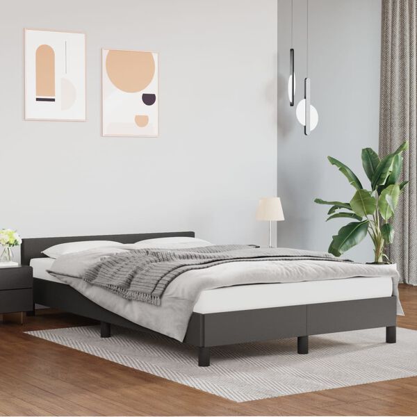 vidaXL Estructura de cama sin colch&oacute;n cuero sint&eacute;tico gris 120x190 cm