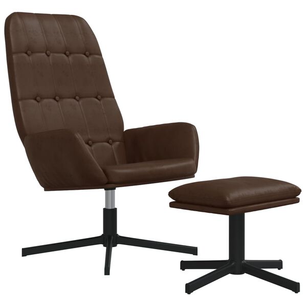 vidaXL Sillón de relax con reposapiés cuero artificial marrón brillo