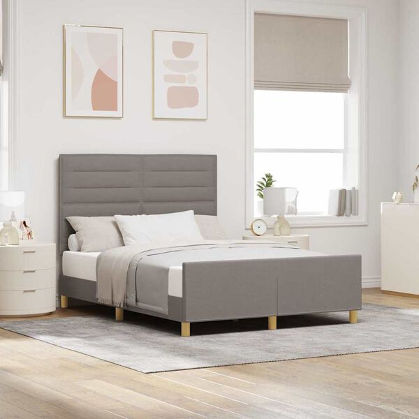 vidaXL Estructura de cama con cabecera Taup&eacute; 140 x 190 cm tela