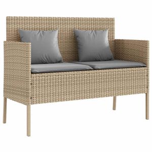 vidaXL Banco de jard&iacute;n con cojines rat&aacute;n sint&eacute;tico beige