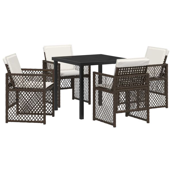 vidaXL Conjunto de Comedor de Jard&iacute;n 5 pcs Marr&oacute;n rat&aacute;n sint&eacute;tico
