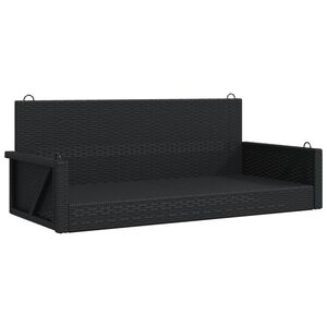 vidaXL Banco columpio de rat&aacute;n sint&eacute;tico negro 119x56x48 cm