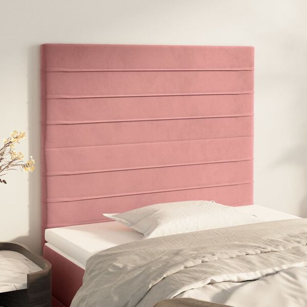 vidaXL Cabecero de cama rosa 80x5x118/128 cm Terciopelo