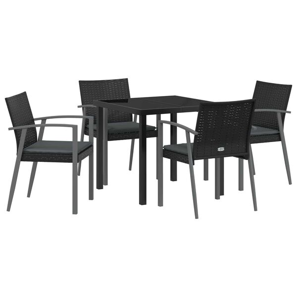 vidaXL Conjunto de Comedor de Jard&iacute;n 5 pcs Negro y Gris