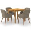 vidaXL Juego de comedor para jard&iacute;n 5 piezas marr&oacute;n