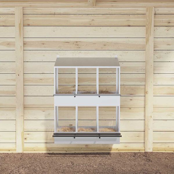 vidaXL Nido para gallinas con 6 compartimentos plateado galvanizado