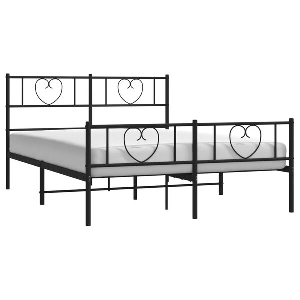 vidaXL Estructura cama sin colch&oacute;n con estribo metal negro 160x200 cm