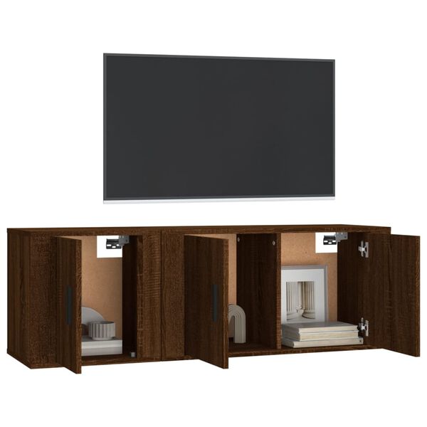 vidaXL Set de muebles para TV 2 pzas madera contrachapada roble marr&oacute;n
