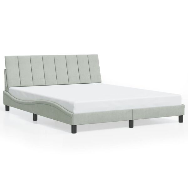 vidaXL Estructura de cama sin colch&oacute;n Hanko terciopelo gris claro 160x200 cm