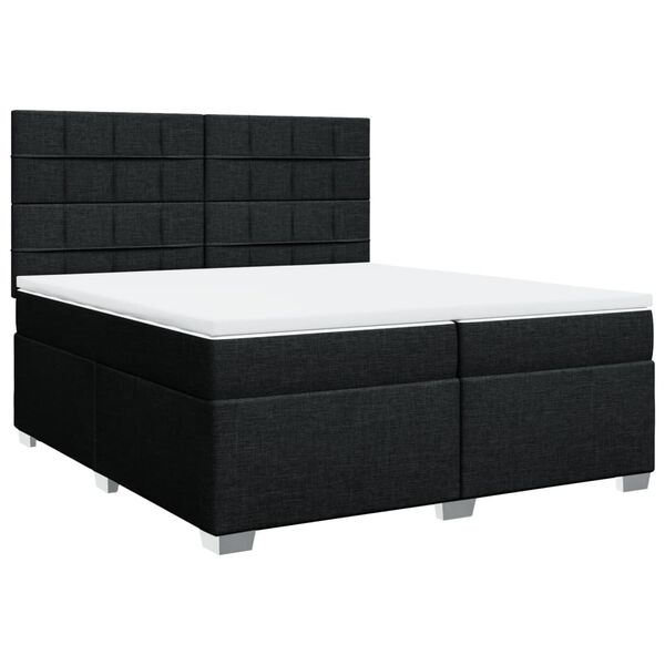 vidaXL Cama box spring con colch&oacute;n tela negro 200x200 cm