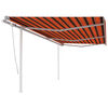 vidaXL Toldo manual retr&aacute;ctil con postes naranja y marr&oacute;n 6x3,5 m