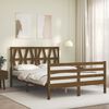 vidaXL Estructura cama y cabecero madera maciza marr&oacute;n miel 140x190 cm